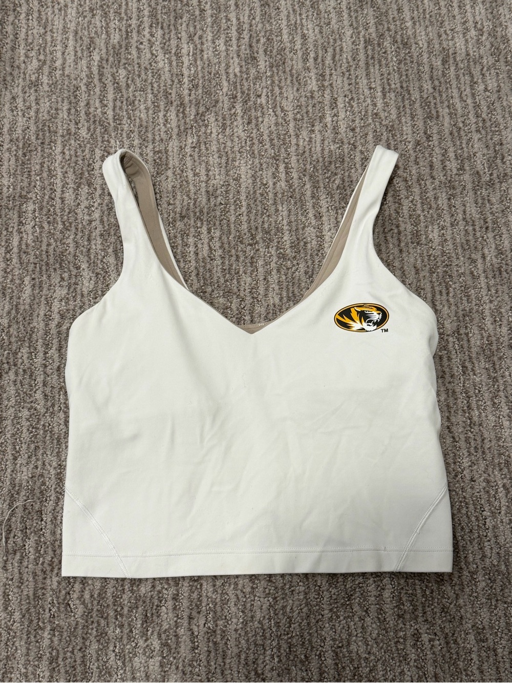 Lululemon Align Tank Top Size 6 Mizzou Missouri Tigers White Built-In Bra